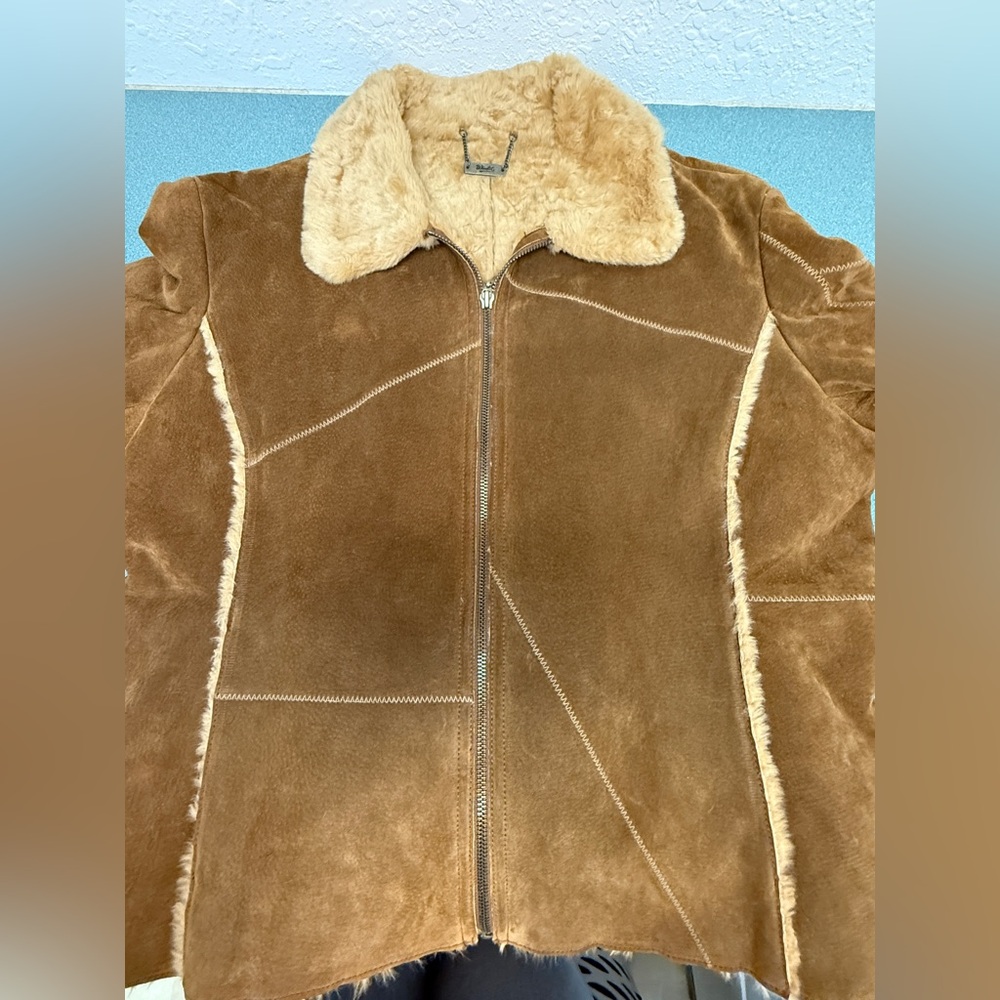 Winlit Genuine Leather Faux Fur Trim Jacket Women’s XL Brown - Picture 7 of 10